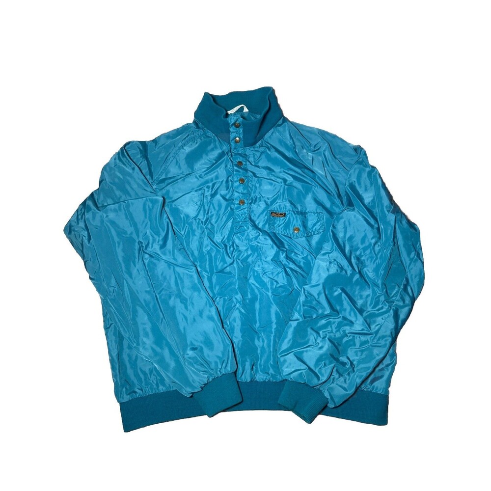 Vintage Eddie Bauer Men’s Large Teal 1/4 Snap Button Pullover Windbreaker Jacket